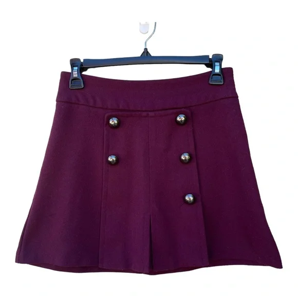 Urban Outfitters COPE Pleated Panel Raspberry/Burgundy Mini Skirt Sz 0 - Picture 7 of 8
